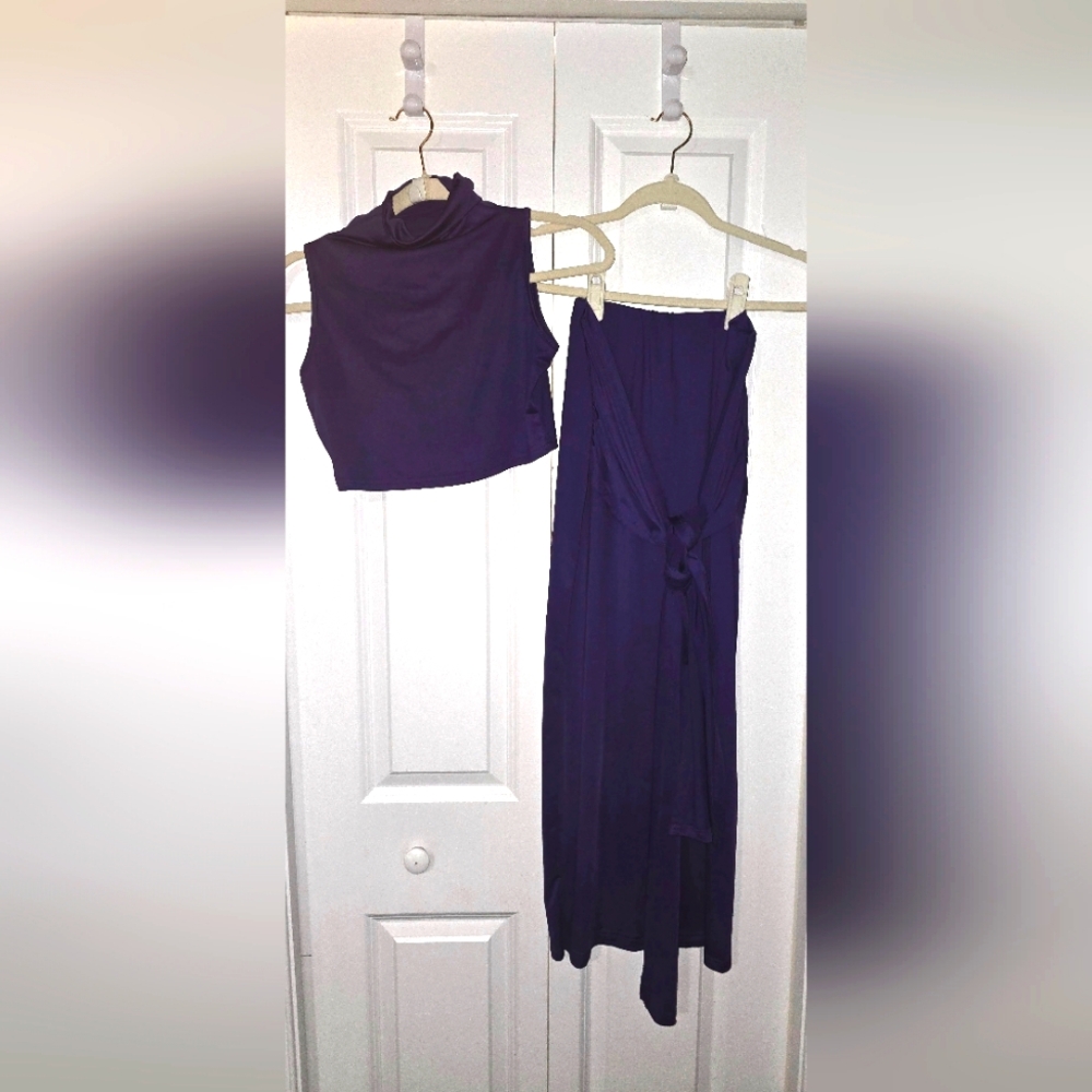 Eggplant Deep Purple 2 Piece Skirt Set